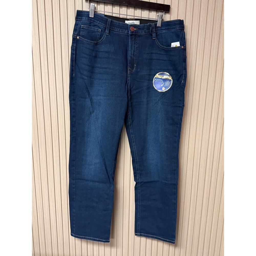 Angels Forever Young 360 Sculpt Mid-Rise Straight Ankle Jeans Blue Size 14